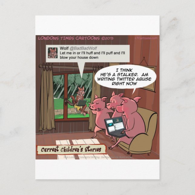 3 Little Social Media Savvy Schweine Postkarte (Vorderseite)