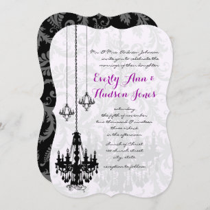 3 lustres noirs ombre Mariage damassé Invitations