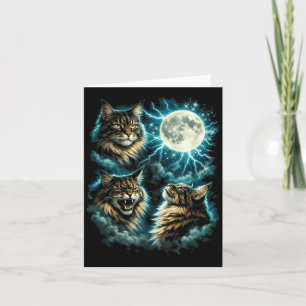 3 Maine Coon Mond Heulende Katzenkopf Lustige Graf Karte