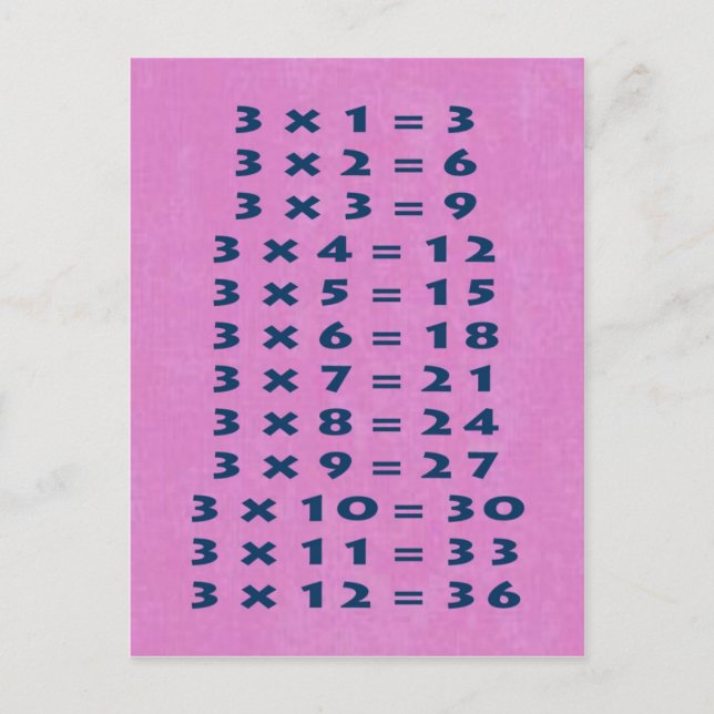 3-mal Tabelle Postcard Spaß Kinder und Lehrer Postkarte (Vorderseite)