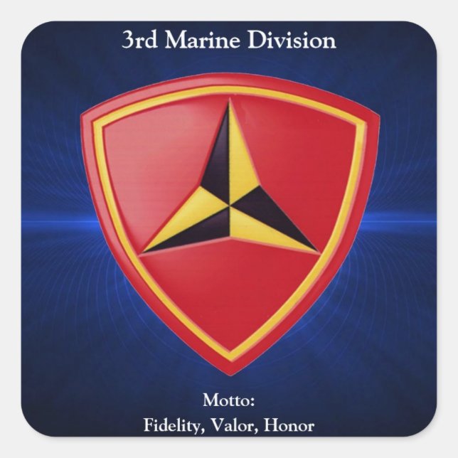 3. Mar Div Quadratischer Aufkleber (Vorderseite)