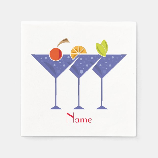 3 Martini Cocktails Thunder_Cove Serviette (Vorderseite)
