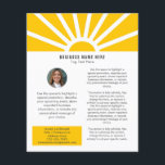 3 | Maßgeschneidertes Foto Modernes Gelbes Unterne Flyer<br><div class="desc">Mit diesem modernen Business Flyer präsentieren Sie Ihre Marke auf frische, inspirierend Weise. Es ist für eine strahlende Positivität und Professionalität konzipiert und verfügt über einen warmen, gelben Sonnenaufgang mit Sonnenstrahlen auf weißem Hintergrund, ideal für Unternehmen, die gewollt, einen sicheren und optimistischen ersten Eindruck zu machen. Fügen Sie einfach Ihr...</div>
