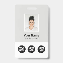 3 Mehrere Logos Mitarbeiter-Foto, Bar-Code, Name Ausweis