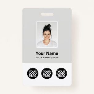 3 Mehrere Logos Mitarbeiter-Foto, Bar-Code, Name Ausweis