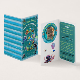 3-Mendous Party Custom Vertical Birthday Invite Visitenkarten