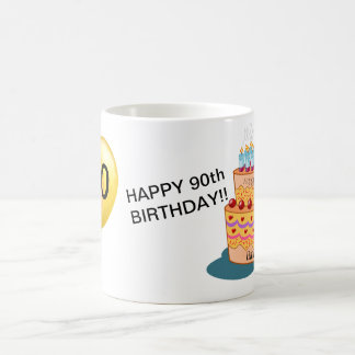 3 mit Seiten versehene - glücklicher 90. Kaffeetasse