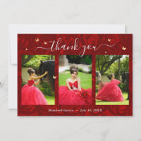 3 modèles de photo Élégant Quinceanera or et rouge