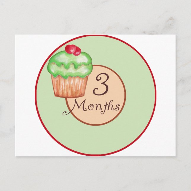 3 Monate Cupcake Meilenstein Postkarte (Vorderseite)