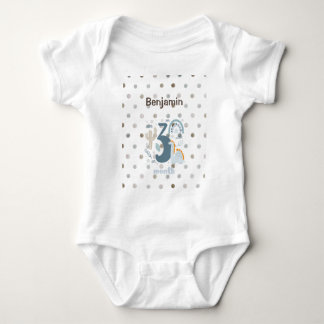3 Monate Meilenstein mit niedlichem Dino-Druck Baby Strampler