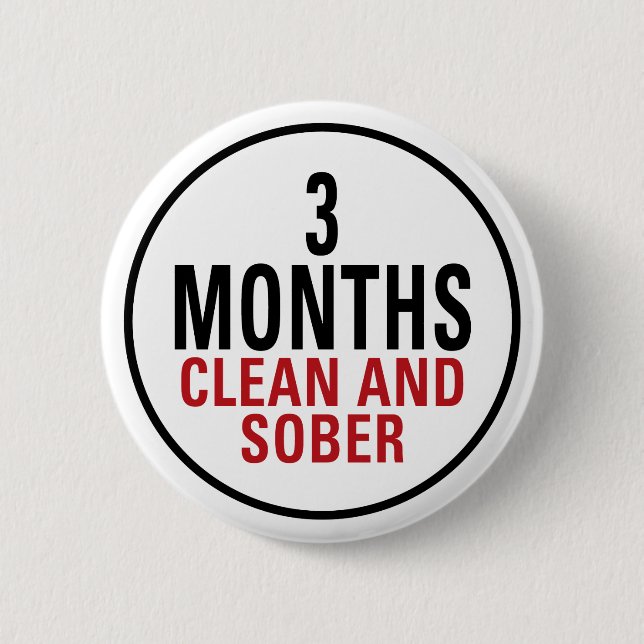 3 Monate säubern und ernüchtern Button (Vorderseite)
