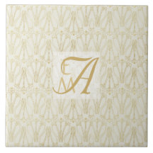 3 Monogram Art Deco Gold Cream New Deeds Deco