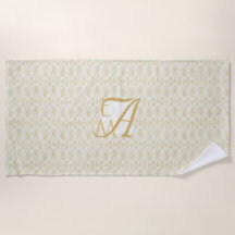 3 Monogram Art Deco Gold Cream New Deeds Deco