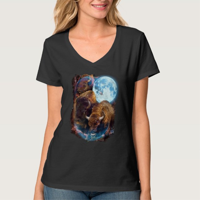 3 Moon Bison Buffalo Animal Bison T-Shirt (Vorderseite)