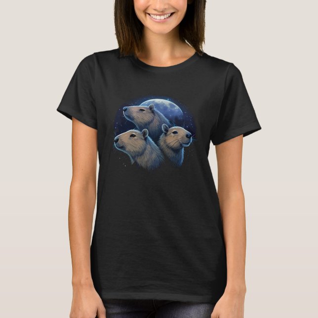 3 Moon Capybaras  Capybara Gnawer Animal T-Shirt (Vorderseite)