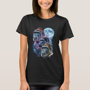 3 Moon Gorilla Lustig Großer Affe Kunst Cooler Pri T-Shirt
