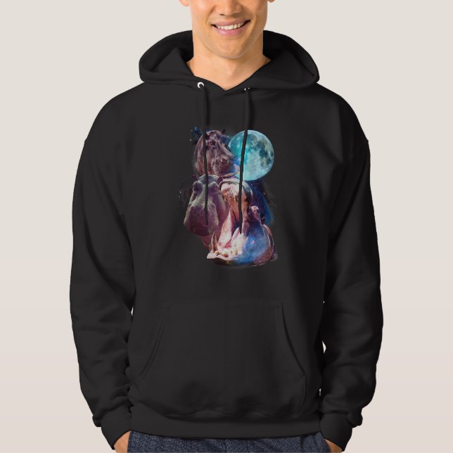 3 Moon Hippo Funny Hippopotamus Graphic Animal Lov Hoodie (Vorderseite)