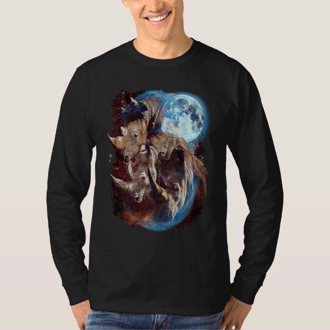 3 Moon Rhinoceros  Rhino Graphic Animal T-Shirt (Vorderseite)