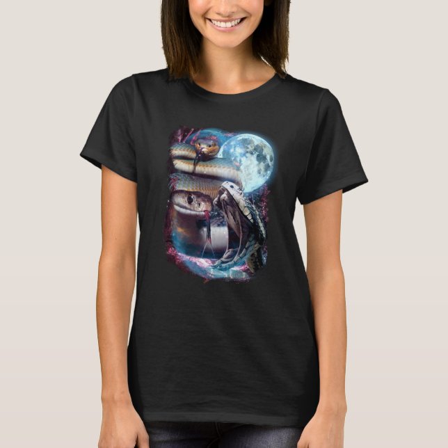 3 Moon Snake Squamata Reptile T-Shirt (Vorderseite)