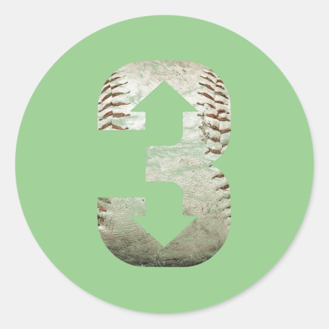 3 Nach drei oben drei nach unten Baseball Runder Aufkleber (Vorderseite)