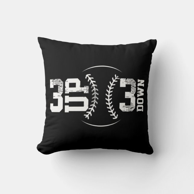 3 Nach oben 3 Nach unten Baseball   Kissen (Vorderseite)