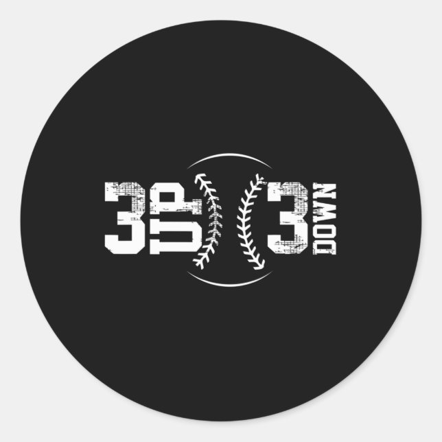 3 Nach oben 3 Nach unten Baseball Runder Aufkleber (Vorderseite)