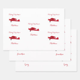 3 Name Set Frohe Weihnachten Personalisiertes Flug Geschenkpapier Set