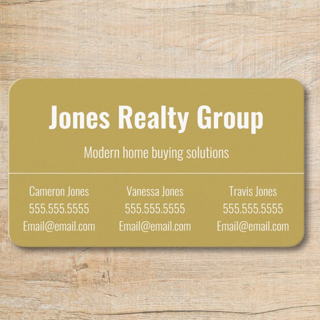 3 Namen QR-Code-Logo | Minimalistische Visitenkart Visitenkarte (business card with slot for three names professional chartreuse with white text, two contacts)