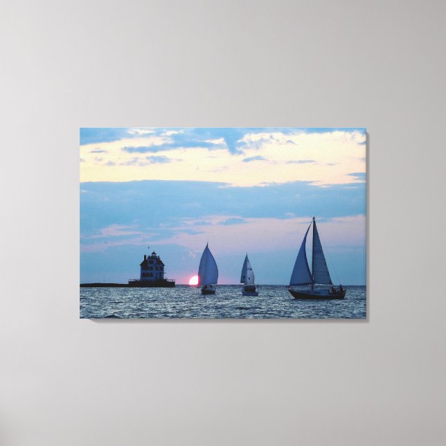 3 navires en toile enroulée au coucher du soleil I (Recto)