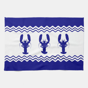 3 Navy Blau-Weiß-Küstendekoration Hummer Handtuch