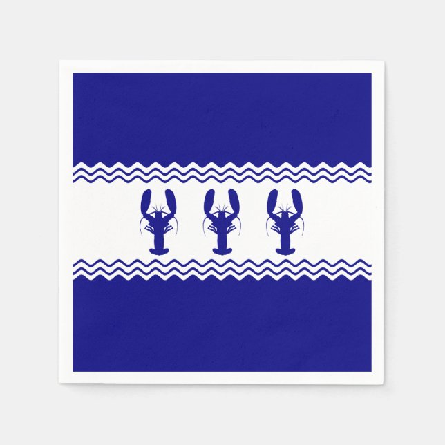 3 Navy Blue and White Coastal Hummer Serviette (Vorderseite)
