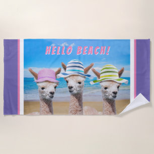 3 Niedliche Alpakas in Sonnenhasen, personalisiere Strandtuch