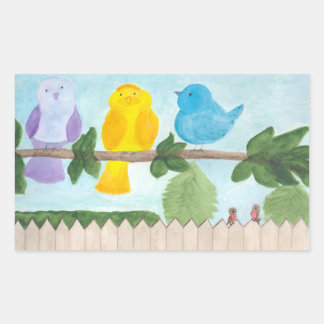 3 niedliche fantastische bunte Vögel Rechteckiger Aufkleber