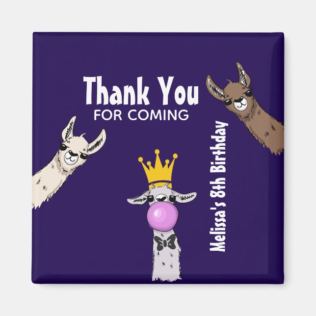 3 Niedliche Lama Faces Cartoon Illustration Geburt Magnet (Vorne)