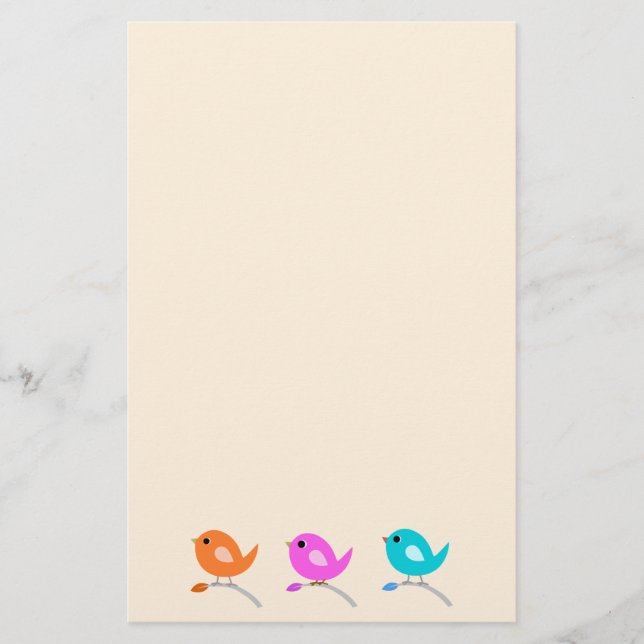 3 niedliche Vögel Briefpapier (Vorderseite)