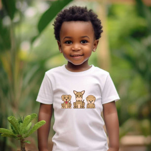 3 Niedliches Haustier Print White Baby Kinder Tshi T-shirt