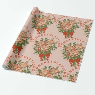 3 orange Rose Glückwunsch Geschenkpapier