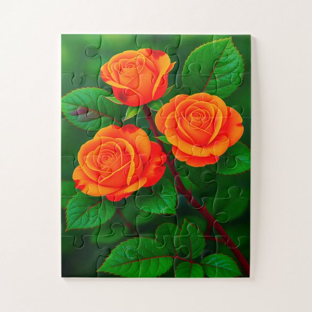 3 Orangefarbene Rose (Vertikal)