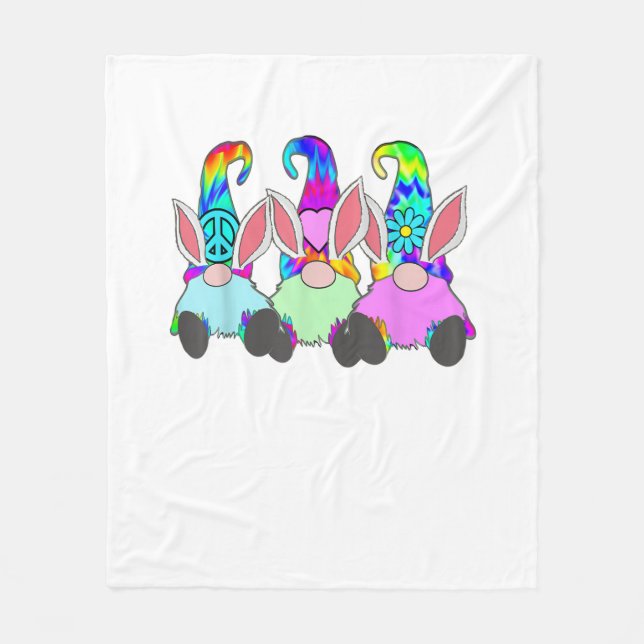 3 Ostern Hippie Gnomes Gefärbte Krawatte Frühlings Fleecedecke (Vorderseite)