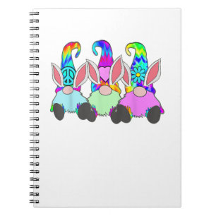 3 Ostern Hippie Gnomes Gefärbte Krawatte Frühlings Notizblock