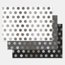3 Packung: Silver Glitzer Dots Schwarz, Weiß und G