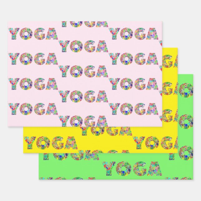 3 Papier à enveloppement Yoga Aquarelle originale  (Lot)