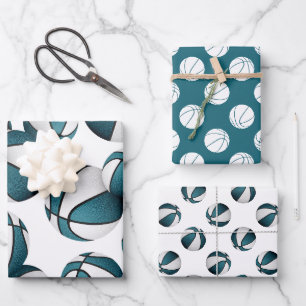 3 pc koordiniert aquamarine Mannschaftsfarbenbällc Geschenkpapier Set