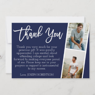 3 Photo (2+1) Carte de remerciements de graduation