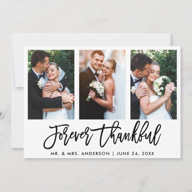 3 Photo Brush Script pour toujours Merci Mariage (Devant)