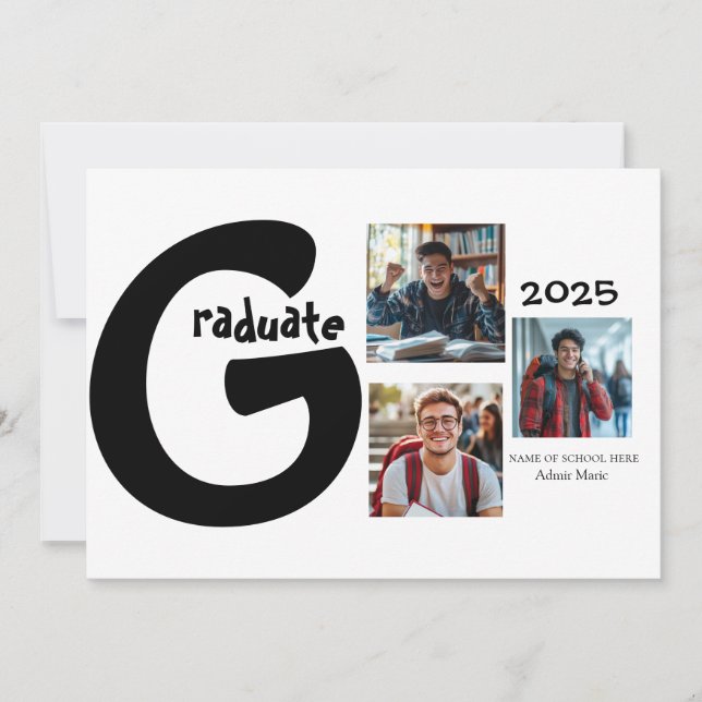 3 photo collage graduation faire-part (Devant)