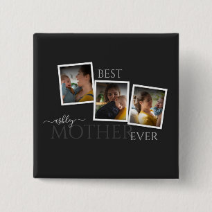 3 Photo Collage Mom Family Memorable Mother's Day Button