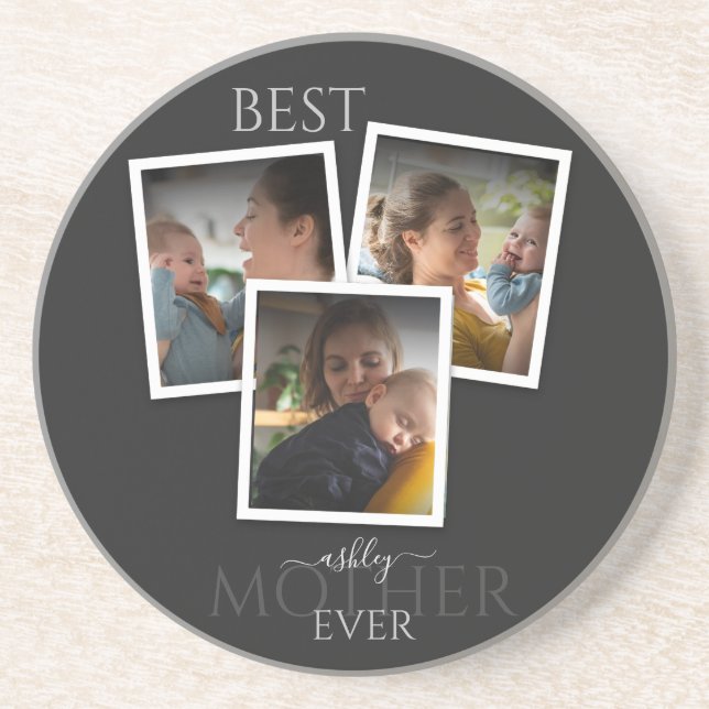 3 Photo Collage Mom Family Memorable Mother's Day Getränkeuntersetzer (Vorne)