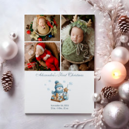 3 Photo First Christmas Birth Announcement  Feiertagskarte