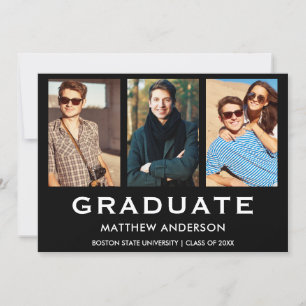 3 Photo Graduation Party Modern Invitation